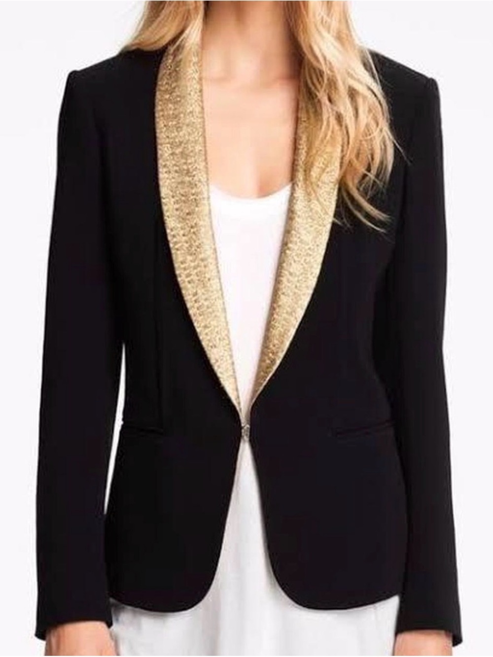 RAG & BONE Women’s BLACK/GOLD METALLIC Tuxedo BLAZER SIZE 2
